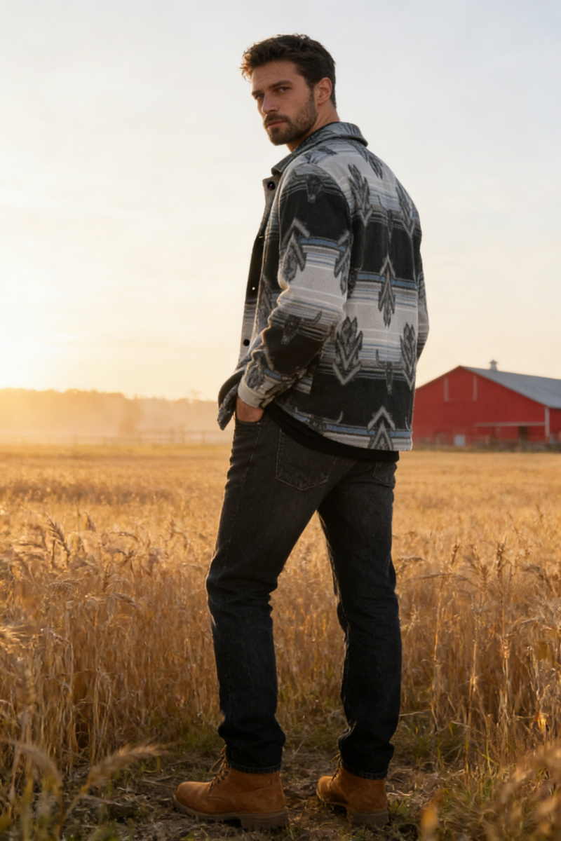 Unisex Big Fleece Shirts|Simple and Premium|Hip Pockets|Button-Up|U-06-001 Black/Red print, Black/Blue print
