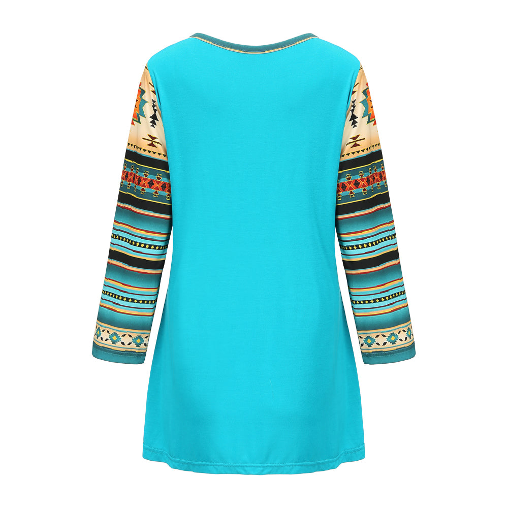 Women's floral print patchwork short-sleeved T-shirt