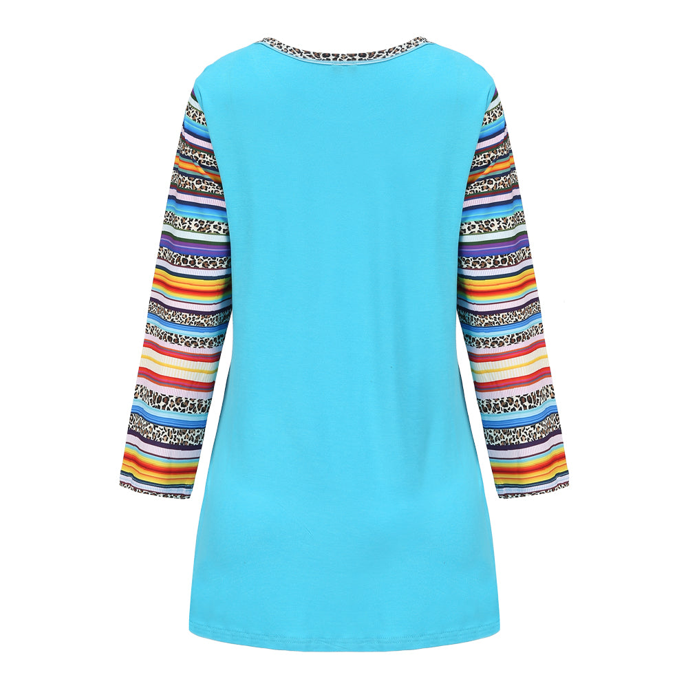 Women's floral print patchwork short-sleeved T-shirt