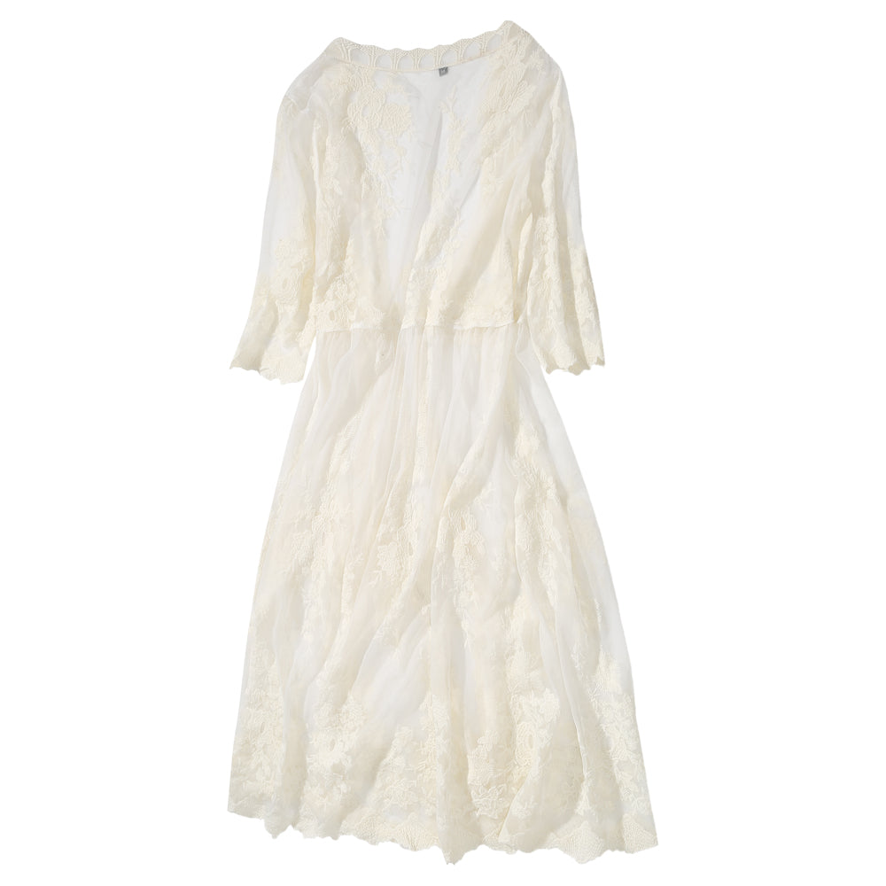 W-04-015 Women's Sweet Long-body Floral Lace Poncho