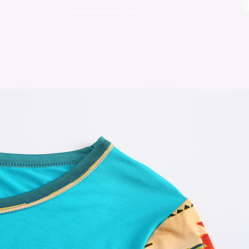 Women's floral print patchwork short-sleeved T-shirt