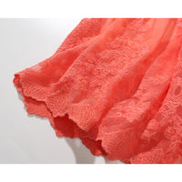 W-04-015 Bright Coral Lace Poncho Boarder Patter Floral Design for Max Feminine Look