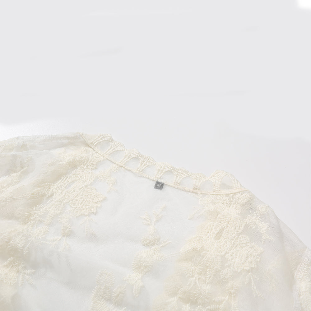 Women's sweet long lace cardigan