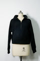 Classic Black Lush Anti-piling Fleece Quarter-Zip | Cropped Fleece Pullover-W-06-005-010 Black