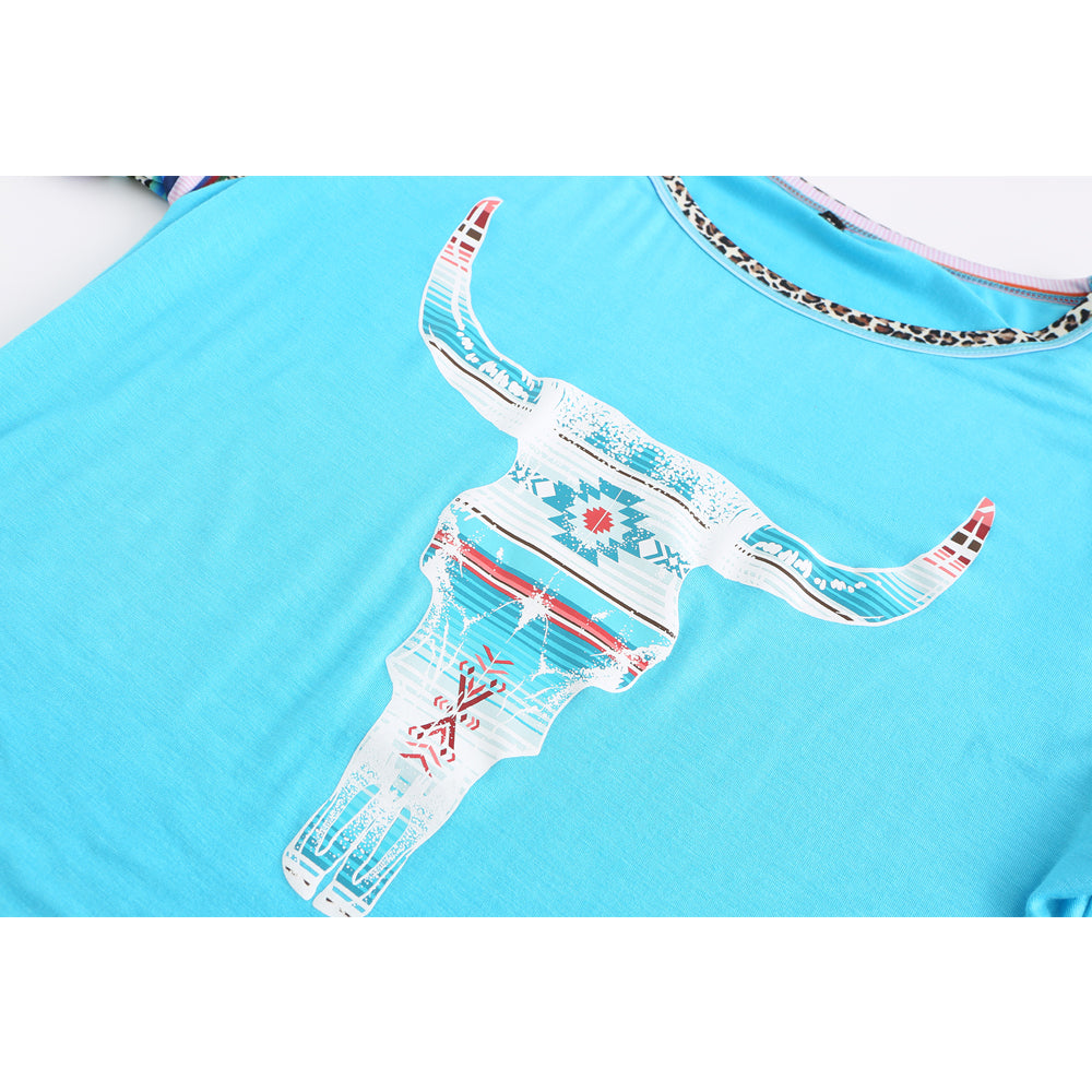 Women's floral print patchwork short-sleeved T-shirt