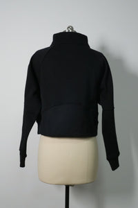 Sudadera corta de polar Cadet clásica negra cepillada con cremallera de un cuarto | W-07-026-010 Negro Azabache