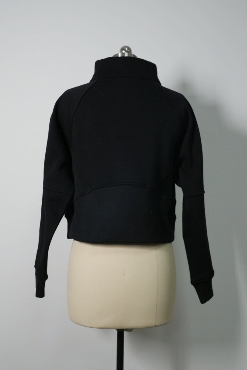 Sudadera corta de polar Cadet clásica negra cepillada con cremallera de un cuarto | W-07-026-010 Negro Azabache