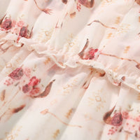 PELOSI-Sweet Ruffle Collard Chiffon Blouse with Flutter Sleeves