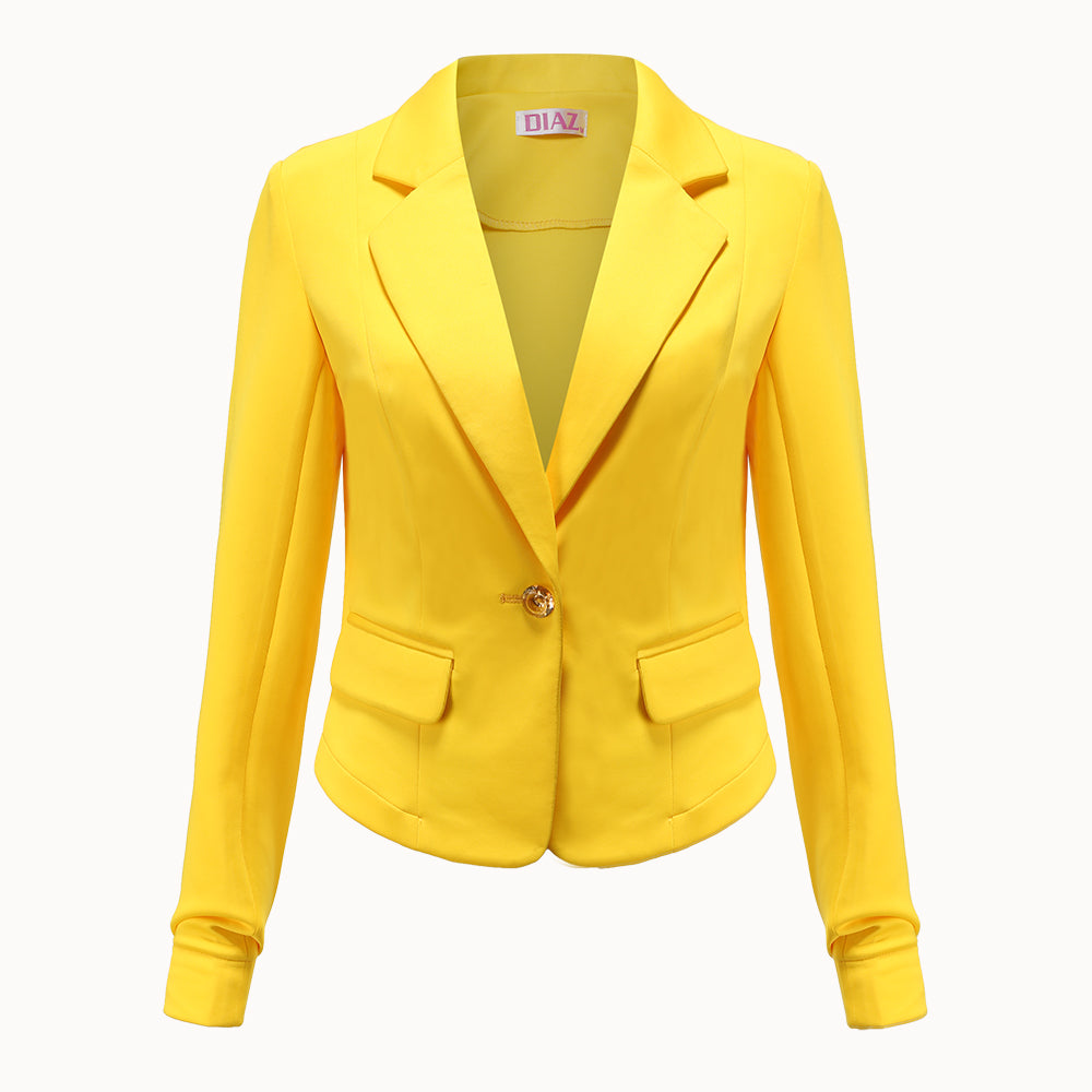 Chaqueta de traje de punto suave y acogedora hasta la cadera para mujer