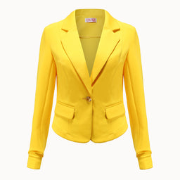 Chaqueta de traje de punto suave y acogedora hasta la cadera para mujer