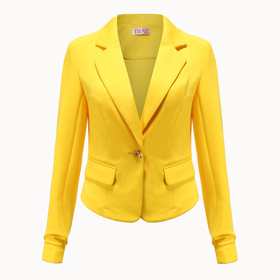Chaqueta de traje de punto suave y acogedora hasta la cadera para mujer