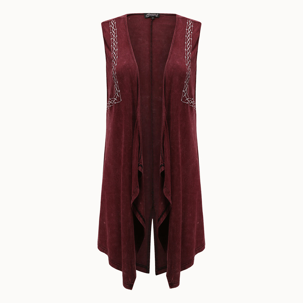 woman's Kim embroidered duster burgandy