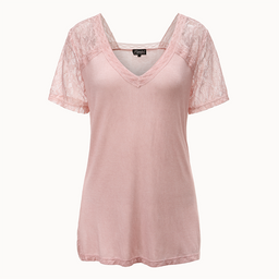 Women's lace-spliced comfortable short-sleeved shirt