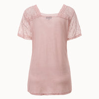 Elegante blusa de encaje con escote en V, prenda lavada, top femenino