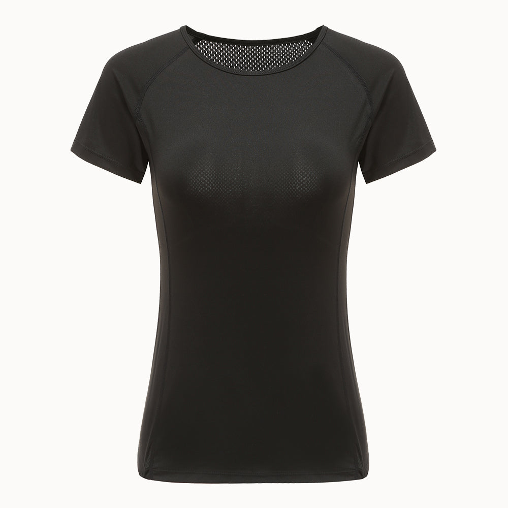 Women's breathable mesh splicing sports short sleeved shirt