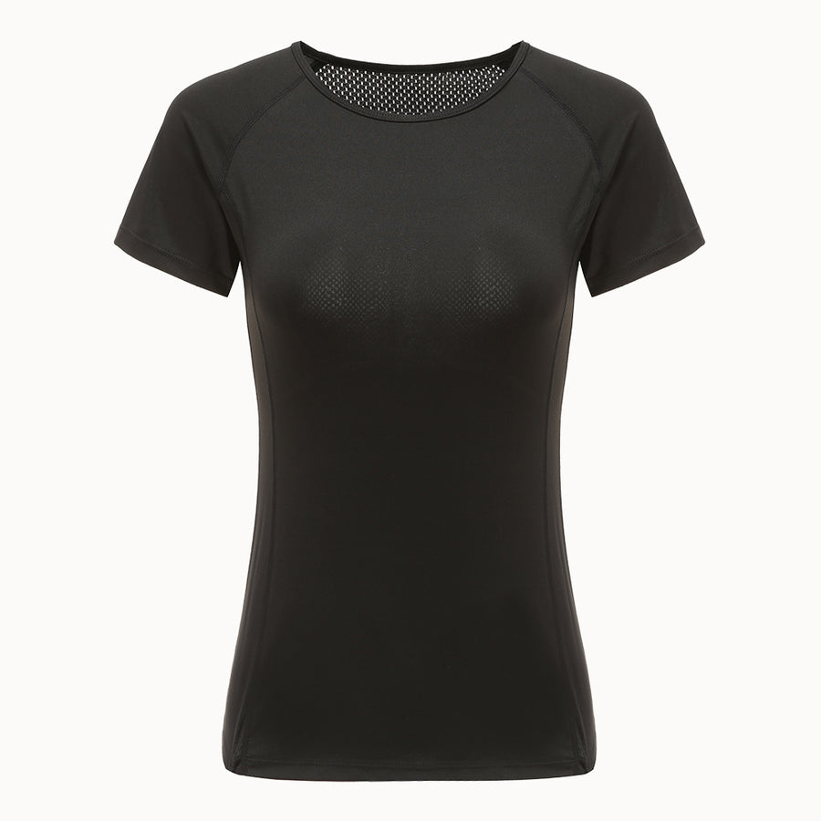 Women's breathable mesh splicing sports short sleeved shirt