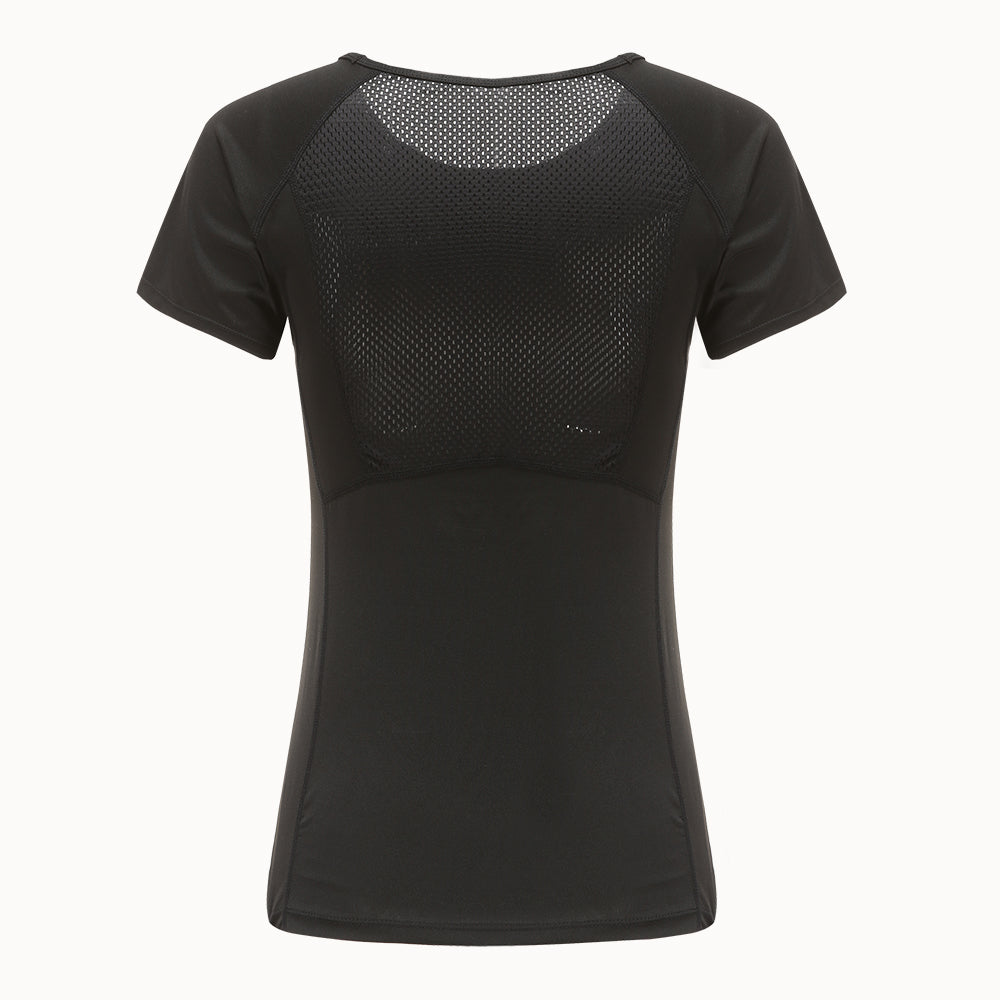 Women's breathable mesh splicing sports short sleeved shirt