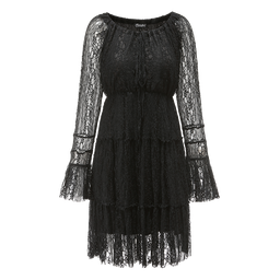 Ladies' round-neck long-sleeved lace lace-up dress