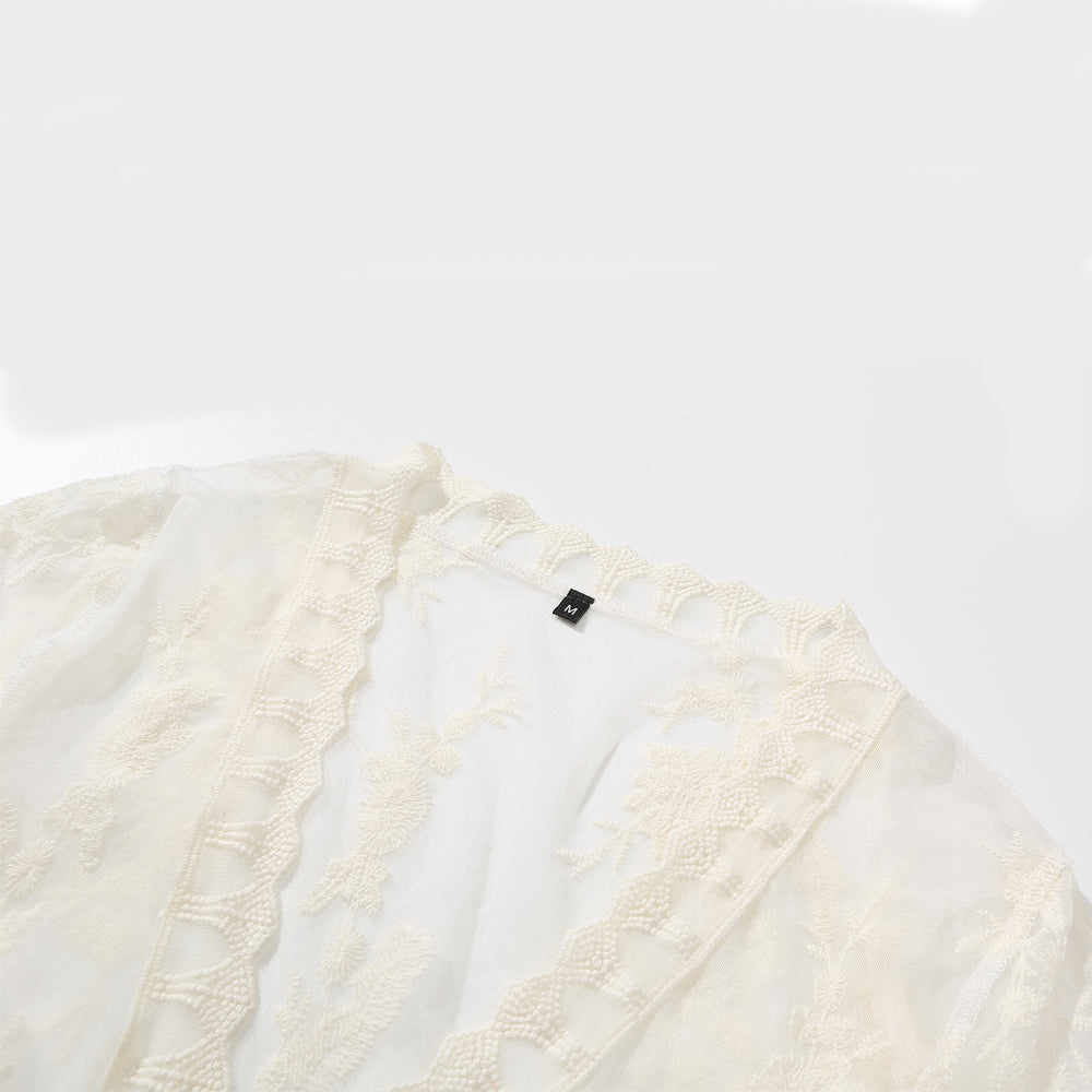 Women's sweet long lace cardigan