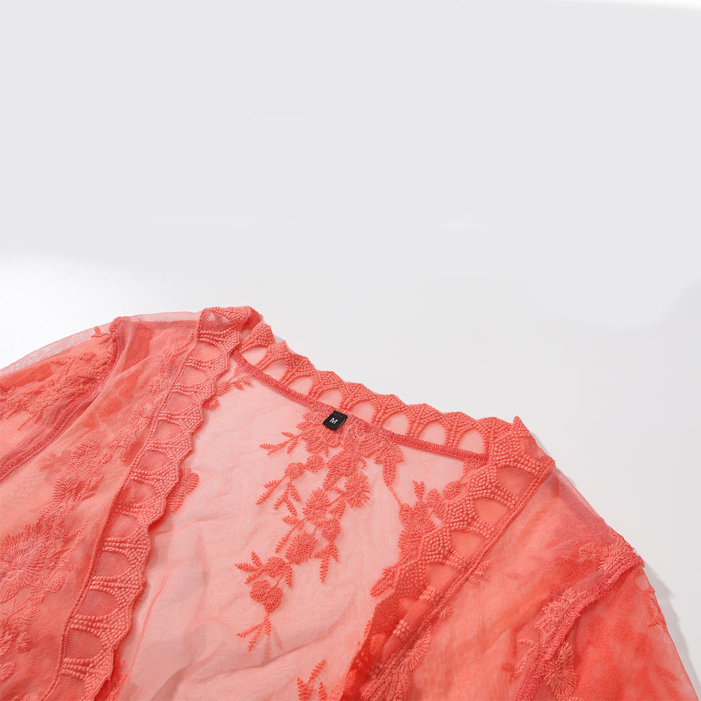 Women's sweet long lace cardigan
