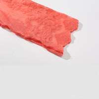 W-04-015 Bright Coral Lace Poncho Boarder Patter Floral Design for Max Feminine Look