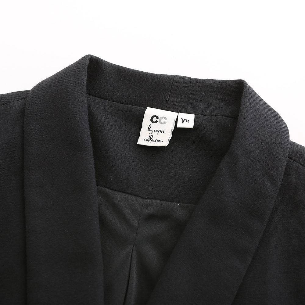 Chaqueta blazer de punto entallada para mujer, tipo traje, para oficina y uso diario.