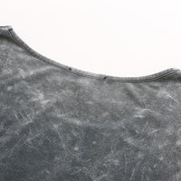 LIVIA - Camiseta informal de corte relajado con cuentas y cuello redondo con lavado Snow