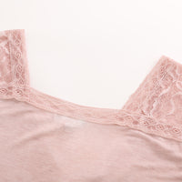 Elegante blusa de encaje con escote en V, prenda lavada, top femenino