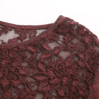 Garment Washed Scoop Neck T-shirt with Lace Yoke