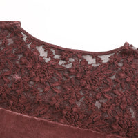 Garment Washed Scoop Neck T-shirt with Lace Yoke