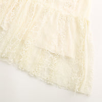 Vestido de encaje transparente de manga larga con volantes para mujer