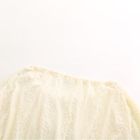 Vestido de encaje transparente de manga larga con volantes para mujer