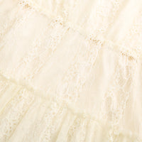 Vestido de encaje transparente de manga larga con volantes para mujer