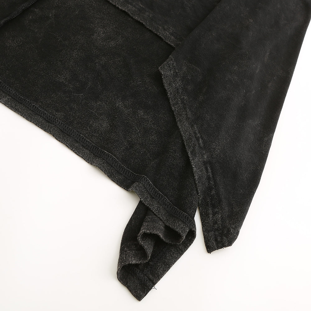 Women's lace-patchwork washed-cotton distressed short-sleeve dress