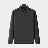 Men’s Thermal Quarter Zip Pullover – 280 GSM-M-01-003 Navy，Heather Grey