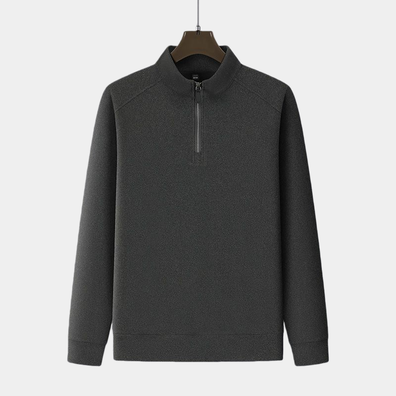 Men’s Thermal Quarter Zip Pullover – 280 GSM-M-01-003 Navy，Heather Grey