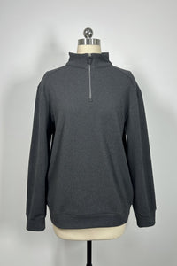 Men’s Thermal Quarter Zip Pullover – 280 GSM-M-01-003 Navy，Heather Grey