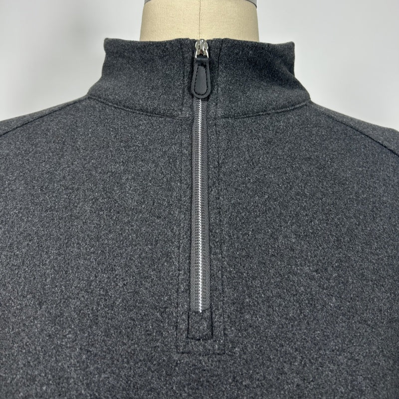 Men’s Thermal Quarter Zip Pullover – 280 GSM-M-01-003 Navy，Heather Grey