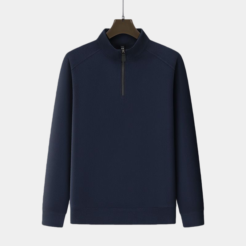 Men’s Thermal Quarter Zip Pullover – 280 GSM-M-01-003 Navy，Heather Grey