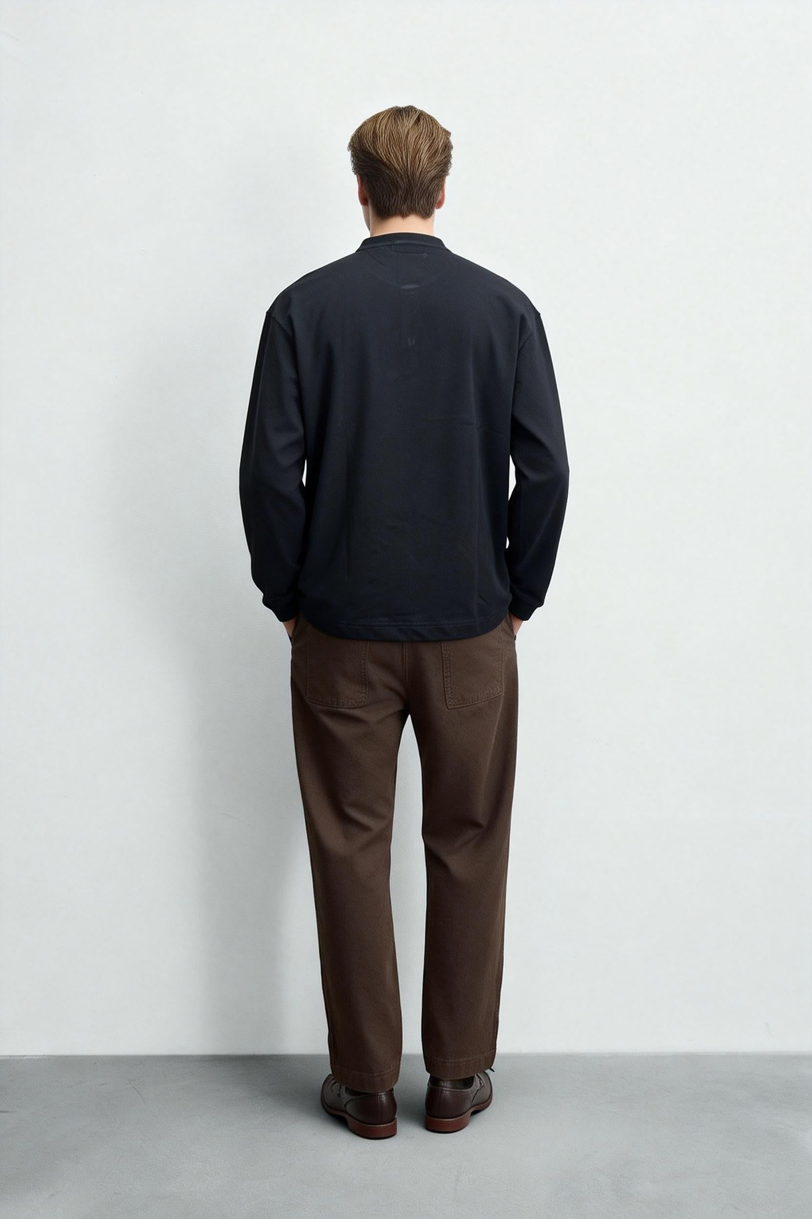 Camiseta Henley de manga larga para hombre | Mezcla de algodón 70% | 240 g/m² M-01-004 Azul marino