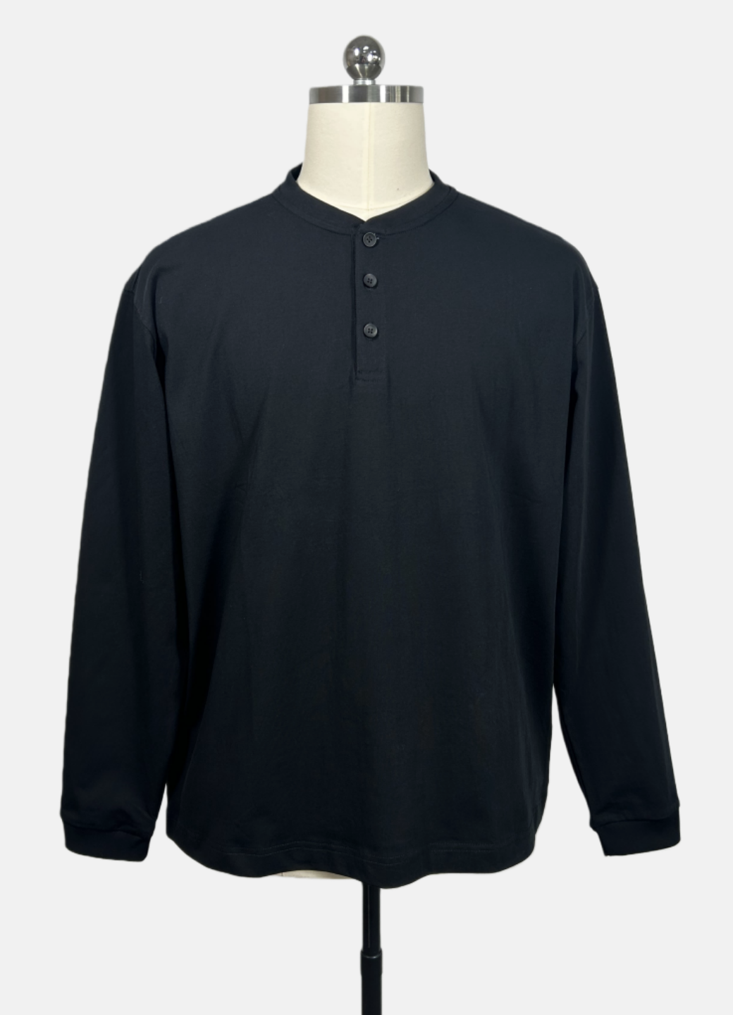 Camiseta Henley de manga larga para hombre | Mezcla de algodón 70% | 240 g/m² M-01-004 Azul marino