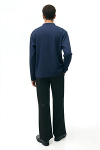 Camiseta Henley de manga larga para hombre | Mezcla de algodón 70% | 240 g/m² M-01-004 Azul marino