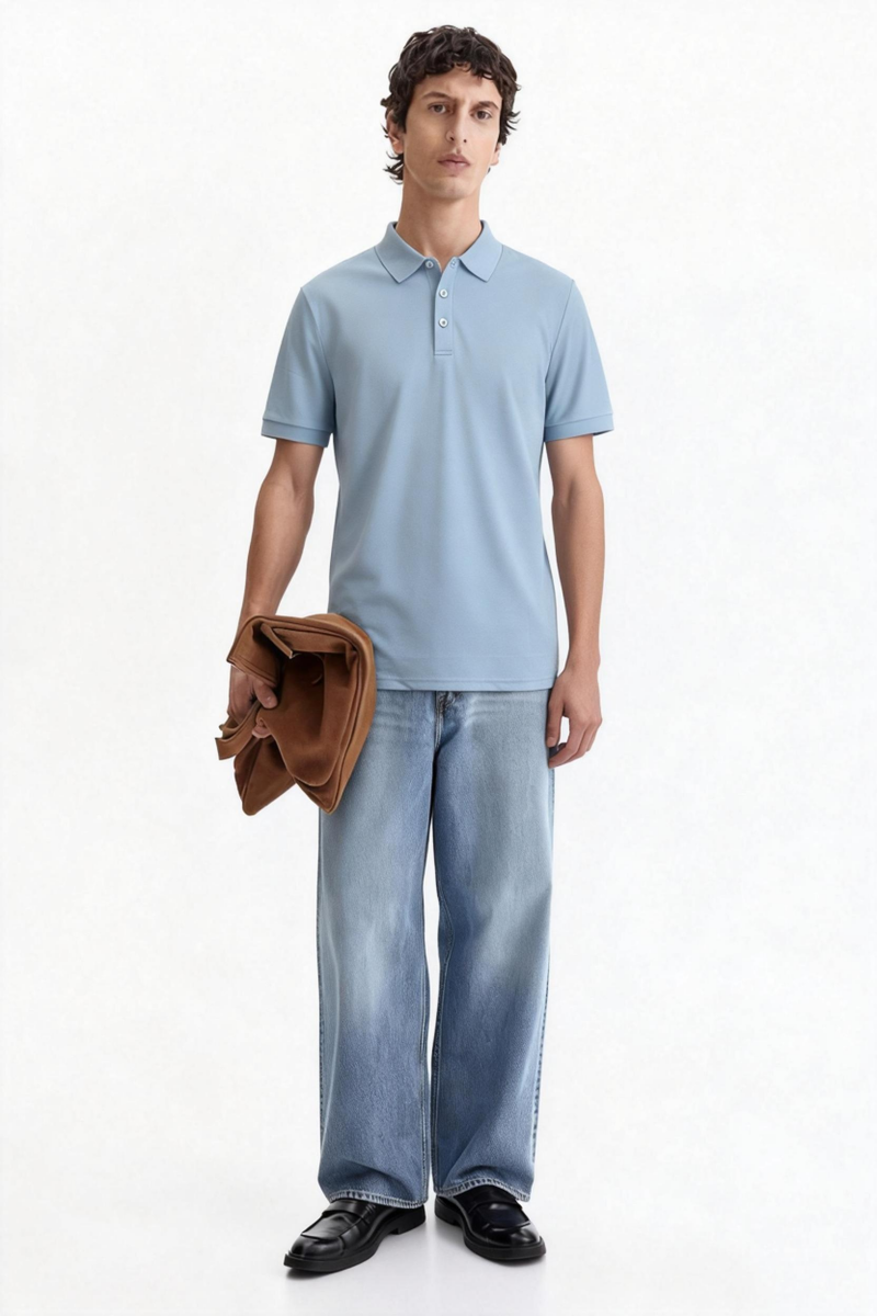 Unisex Performance Dry-Fit Piqué Polo Shirt M-01-006 Denim