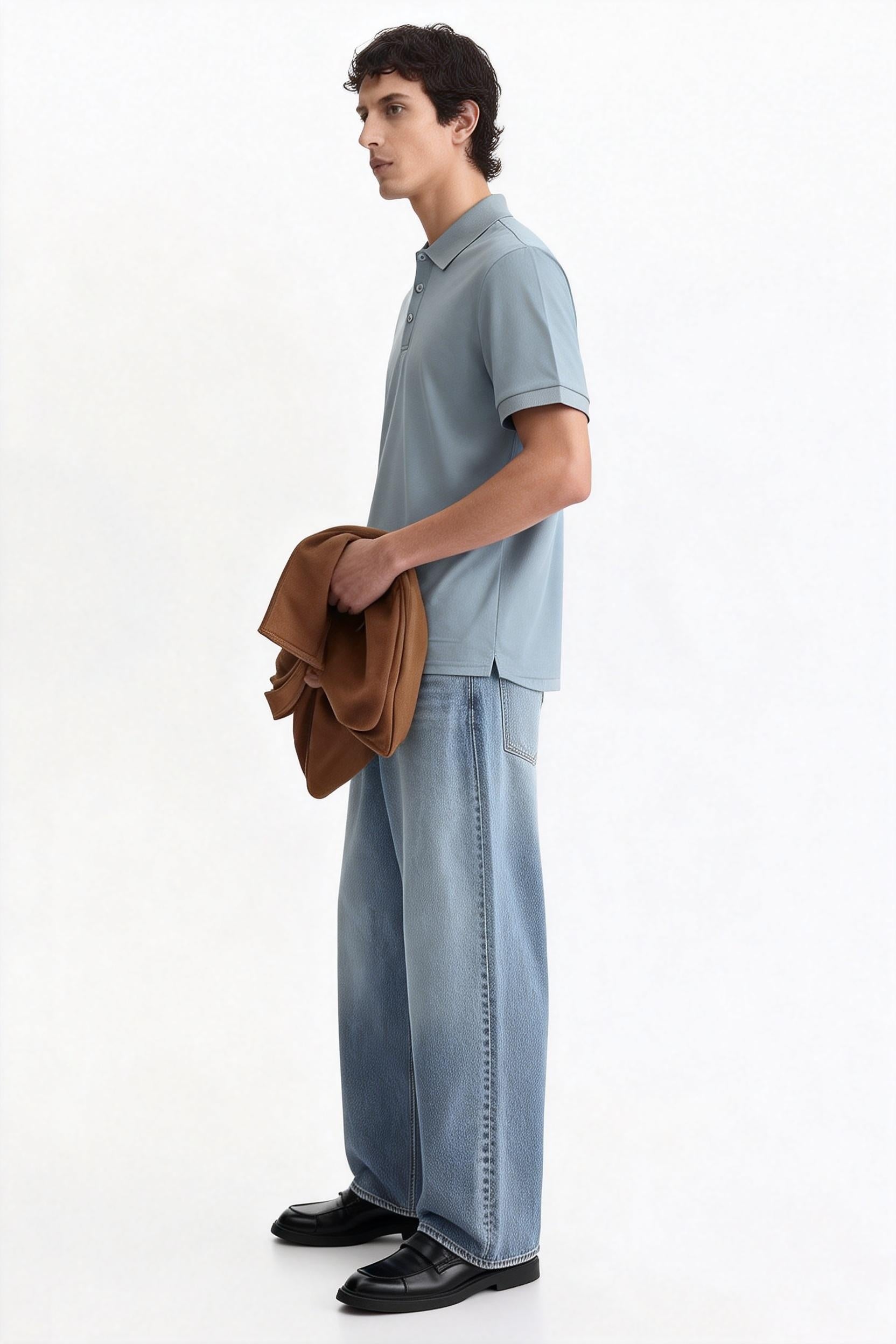 Unisex Performance Dry-Fit Piqué Polo Shirt M-01-006 Denim