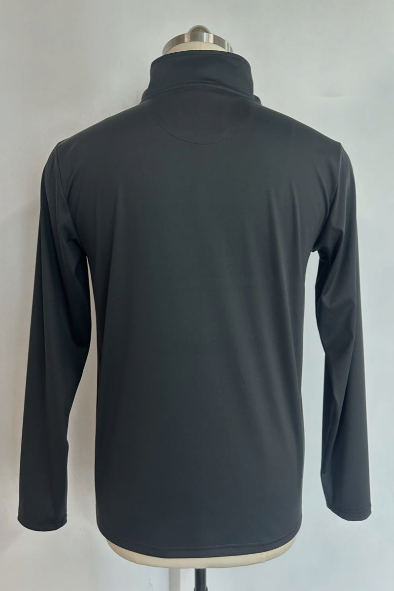 Suéter deportivo con cremallera de 1/4 para hombre | Protección UV 50+ | Ajuste seco - M-01-008 - Negro azabache