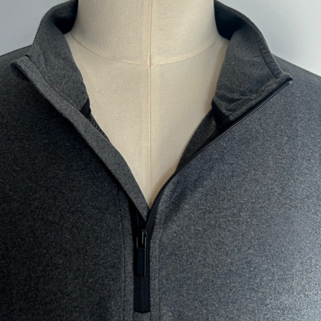 Eco Recycled Polyester 1/4 Zip Pullover | Light Weight|Dry Fit- M-01-008-Heather Charcoal