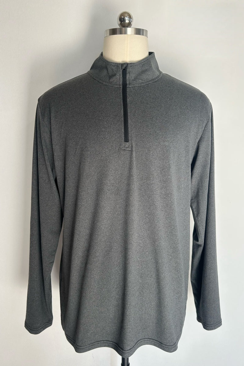 Eco Recycled Polyester 1/4 Zip Pullover | Light Weight|Dry Fit- M-01-008-Heather Charcoal