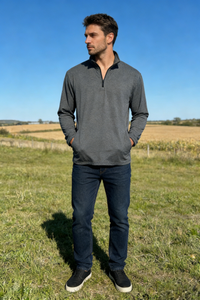 Eco Recycled Polyester 1/4 Zip Pullover | Light Weight|Dry Fit- M-01-008-Slub Black