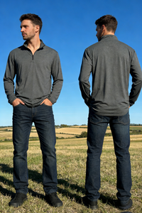 Eco Recycled Polyester 1/4 Zip Pullover | Light Weight|Dry Fit- M-01-008-Slub Black