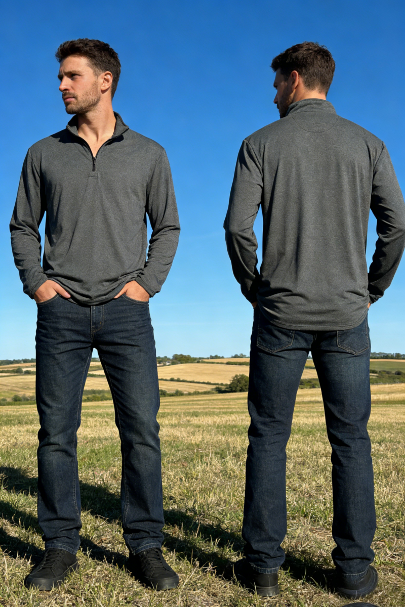 Eco Recycled Polyester 1/4 Zip Pullover | Light Weight|Dry Fit- M-01-008-Slub Black